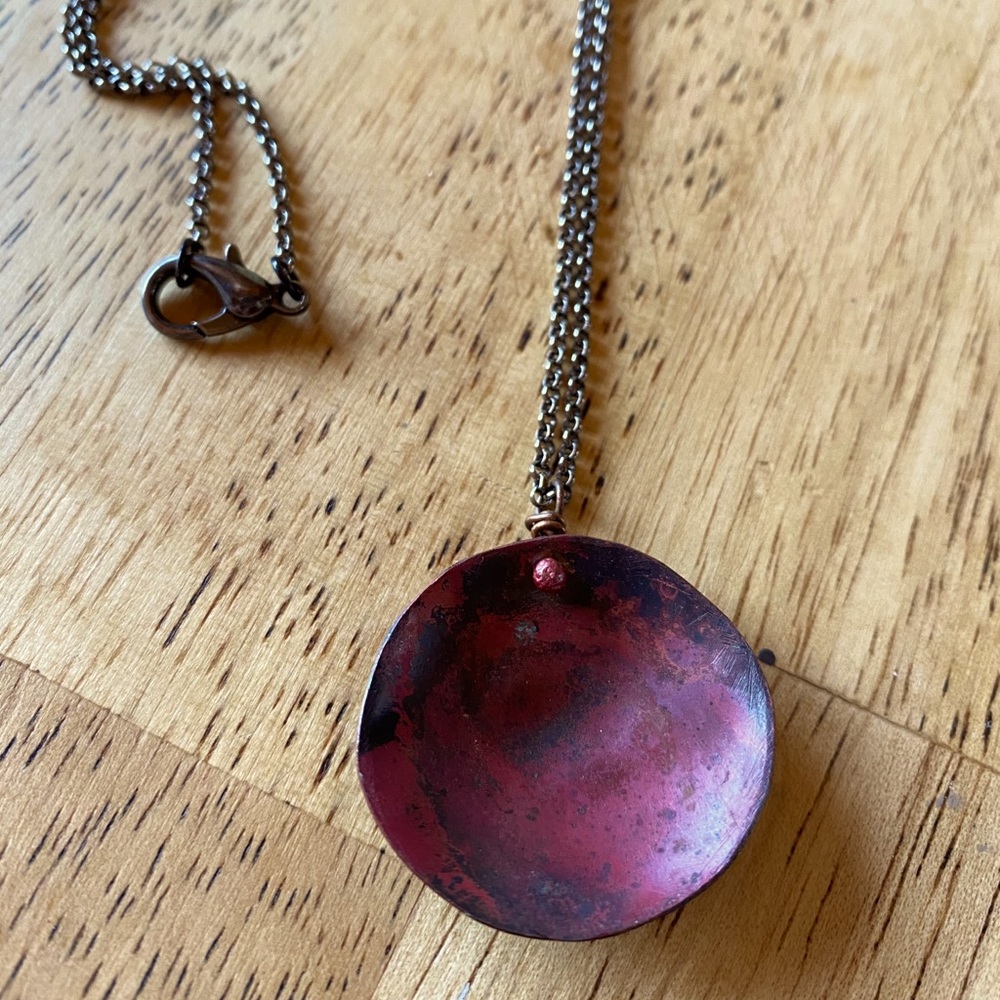 Rosey copper disc pendant necklace